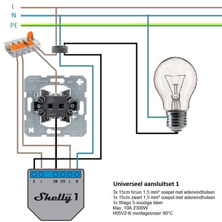 SHELLY Shelly Plus 1 WiFi inbouwschakelaar