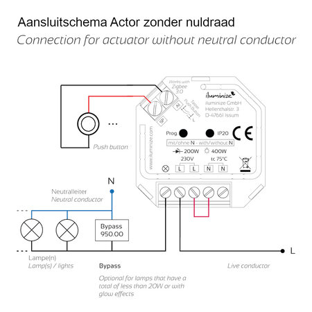 Iluminize Iluminize ZigBee Hue Schakelaar NN Push button 200W/400W