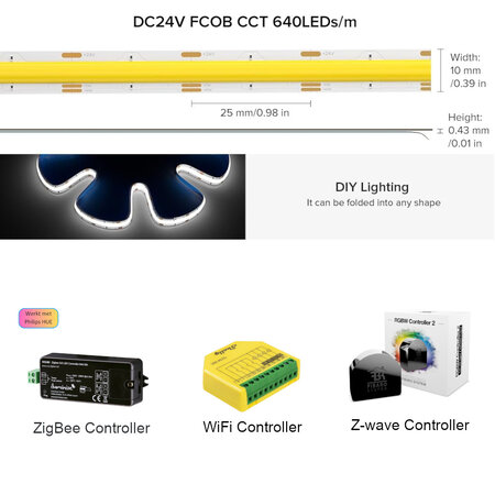 LED-strip 5m COB 24V Warm-Cold White