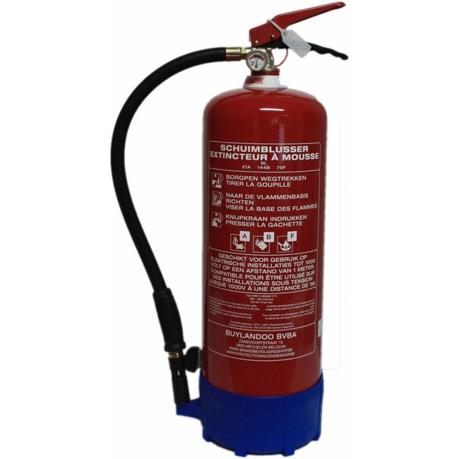 Brandbeveiligingshop Schuim-vetbrandblusser vorstvrij 6l met BENOR-label (ABF) permanente druk