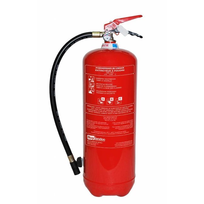 Brandbeveiligingshop Poederbrandblusser 9kg met BENOR-label (ABC) permanente druk