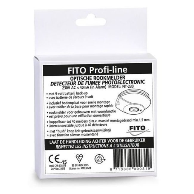 FITO FITO Profi-line rookmelder 230V met 9V backup batterij