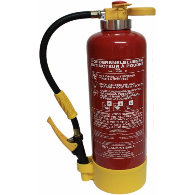 Brandbeveiligingshop Poederbrandblusser 6kg met BENOR-label (ABC) intern drukpatroon