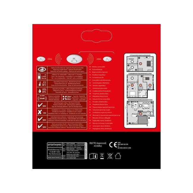 Smartwares Smartwares draadloos koppelbare rookmelder - GRATIS magnetische montageset!