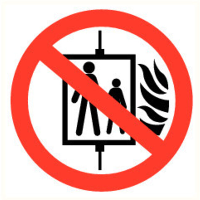 Pikt-o-Norm Pictogramme de sécurité Interdiction d'emplyer l'ascenseur en cas d'incendie