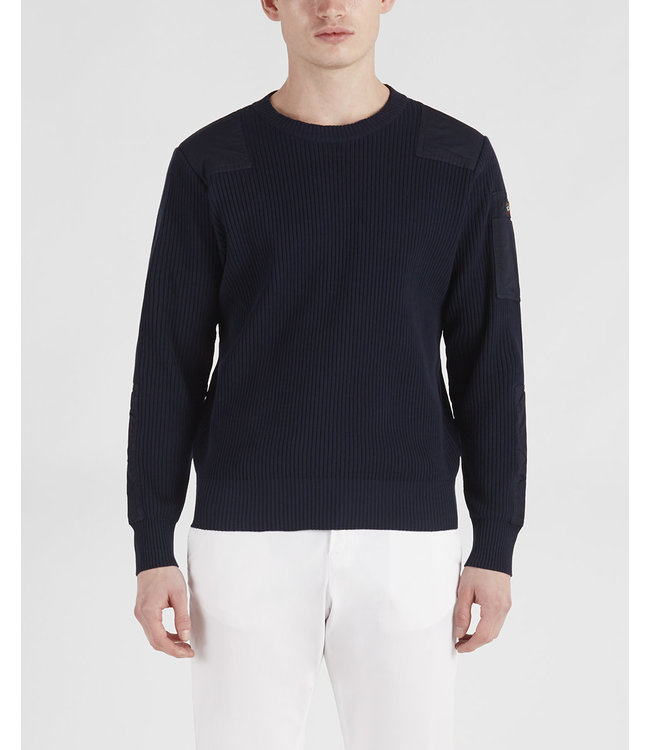 Paul & Shark Trui, Katoen Met Schouder Patches, Donkerblauw