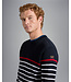 Paul & Shark Trui, Merino Wol, Ronde Hals, Rood, Blauw Wit Gestreept