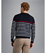 Paul & Shark Trui, Merino Wol, Ronde Hals, Rood, Blauw Wit Gestreept