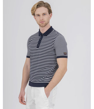 Paul & Shark Paul & Shark, Polo, Fresco Katoen, Korte Mouw, Blauw Wit, Gestreept