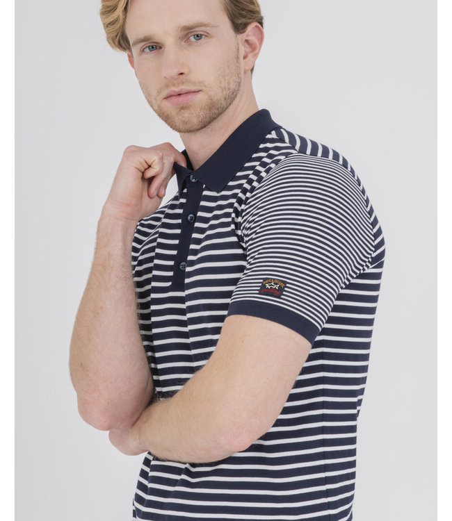 Paul & Shark Polo, Fresco Katoen, Korte Mouw, Blauw Wit, Gestreept