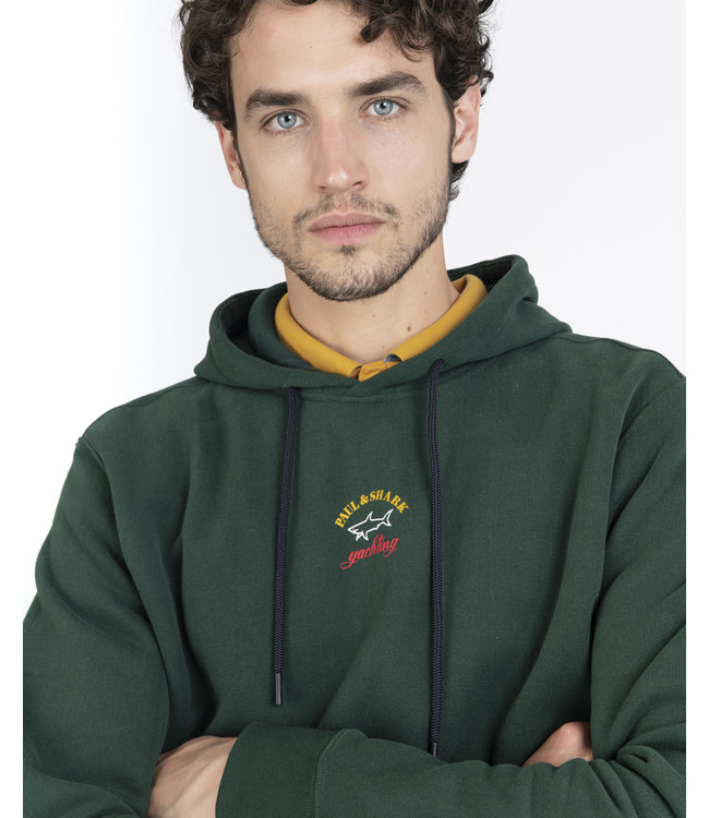 Paul & Shark Hoodie, Racing Green met Geprint Center Logo