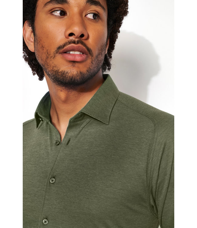 Desoto Heren Overhemd/Shirt, Lange Mouw, Groen Piqué