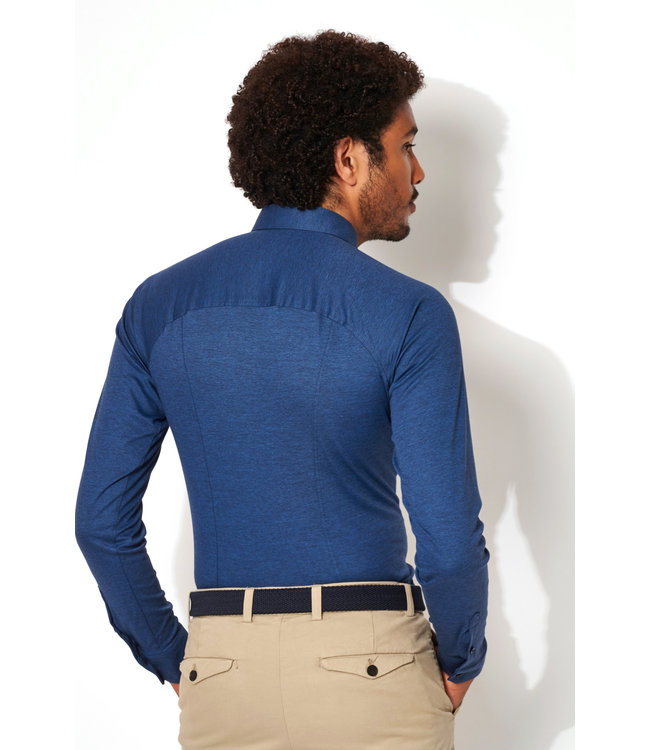 Desoto Heren Overhemd, Raglan Lange Mouw, Indigo Piqué