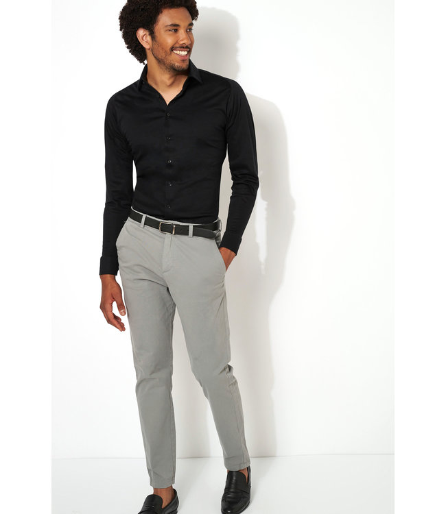 Desoto Heren Overhemd Lange Mouw Zwart Piqué