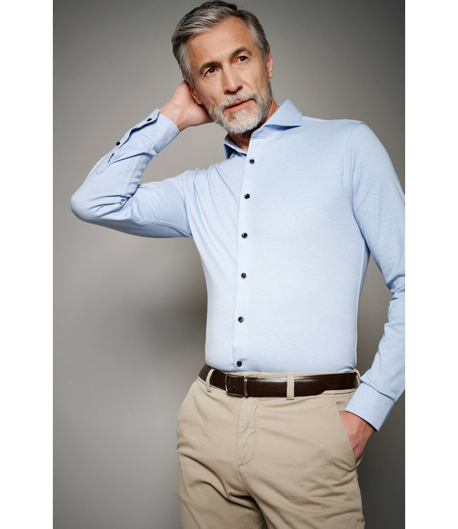 Desoto Luxury Line Overhemd, Supima Jersey Katoen, Lichtblauw,  Cutaway Kraag