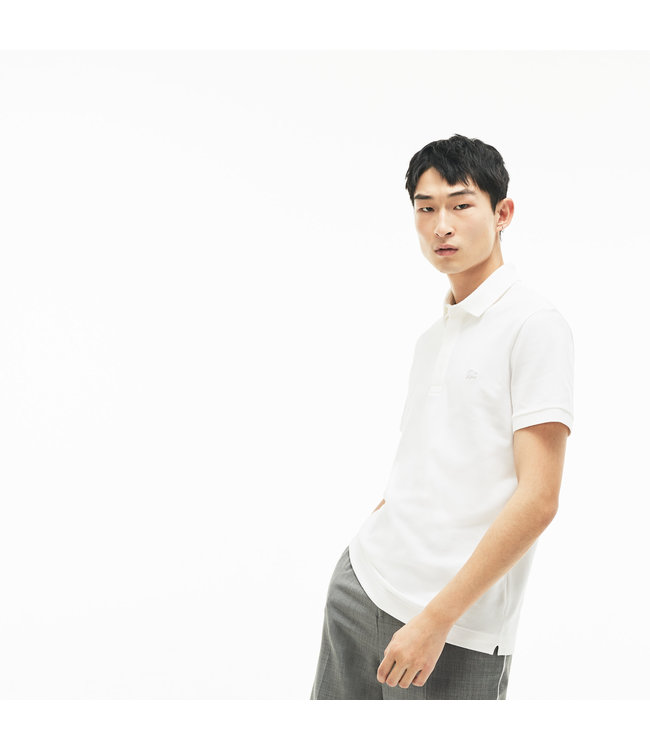 Lacoste Smart Paris, Heren Polo van Stretch Katoen Piqué , Regular Fit, Wit