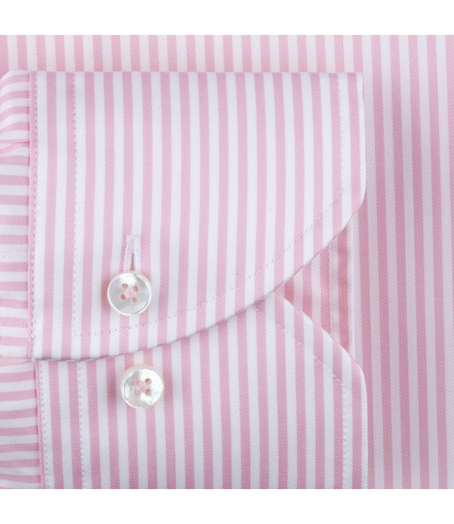 Stenstroms Overhemd, Katoen, Lange Mouw, Roze Wit Gestreept, New Slimline