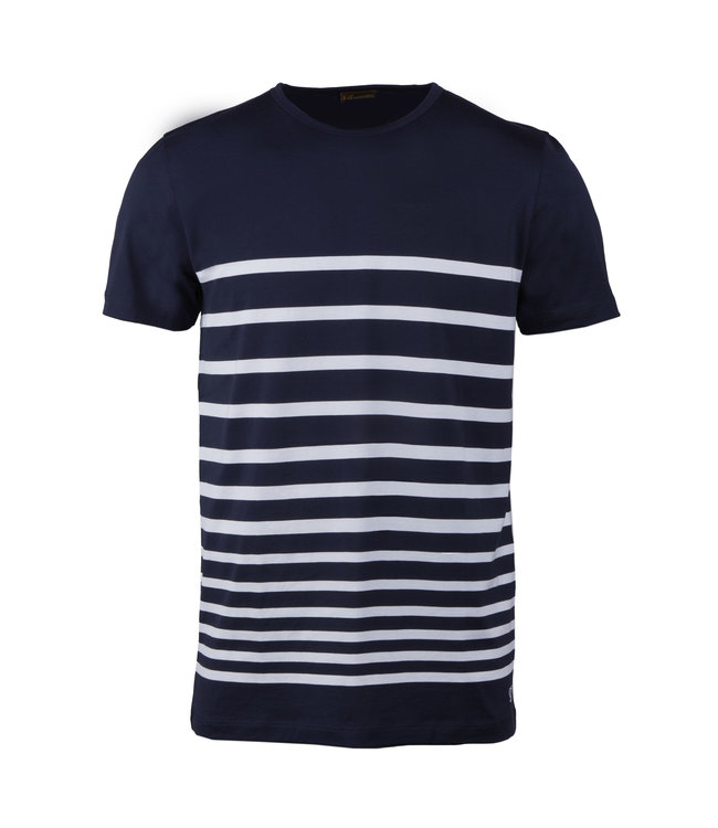 Stenstroms T-Shirt, Katoen, Korte Mouw, Blauw met Wit Gestreept