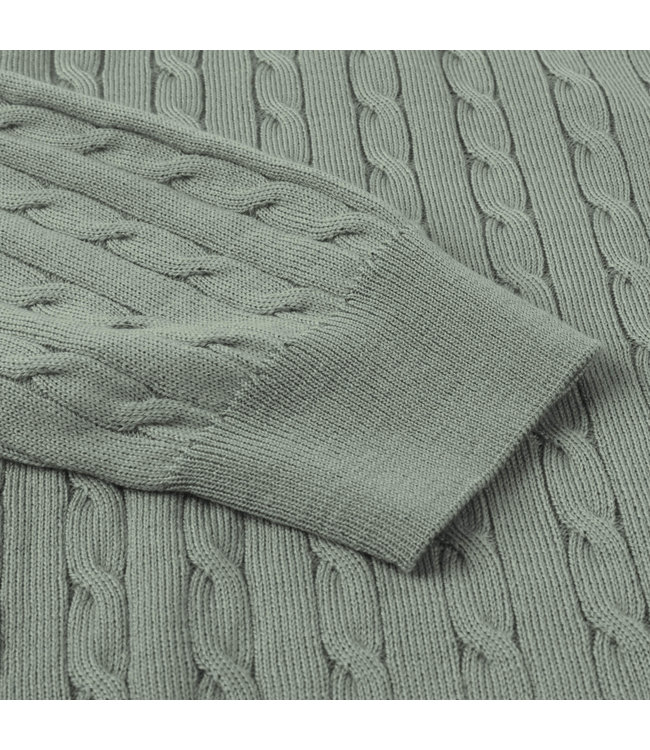 Stenstroms Trui, Ronde Hals, Merino Wol, Cable Knit, Zachtgroen