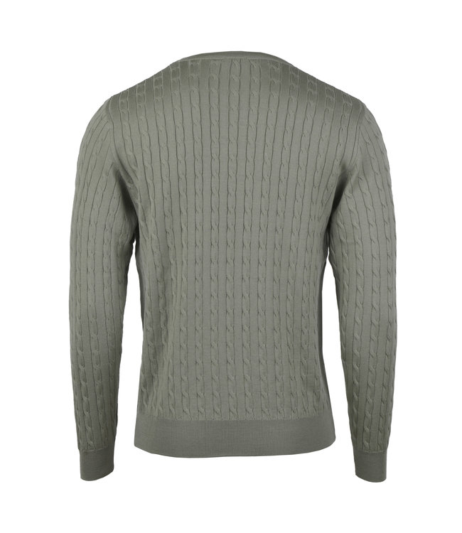 Stenstroms Trui, Ronde Hals, Merino Wol, Cable Knit, Zachtgroen