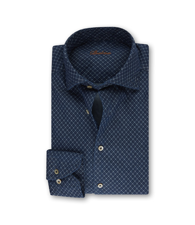 Stenstroms Overhemd, Denim met Print, Lange Mouw, New Slimline