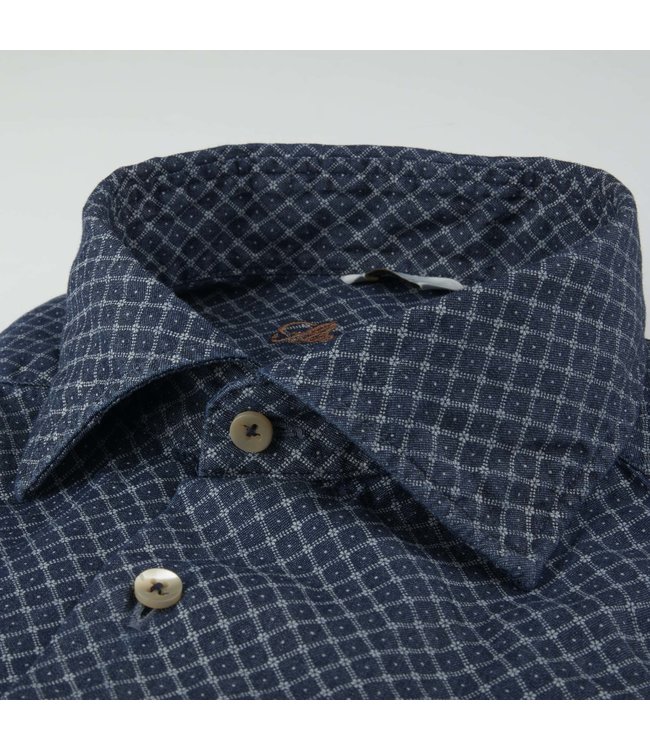 Stenstroms Overhemd, Denim met Print, Lange Mouw, New Slimline