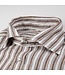 Stenstroms Overhemd, Linnen, Lange Mouw, Drukknopen, Ecru, Bruin, Gestreept, New Slimline