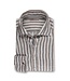 Stenstroms Overhemd, Linnen, Lange Mouw, Drukknopen, Ecru, Bruin, Gestreept, New Slimline