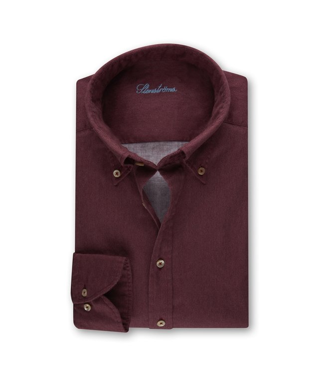 Stenstroms Soft Touch Overhemd, Lange Mouw, Wijnrood, Slimline Fit