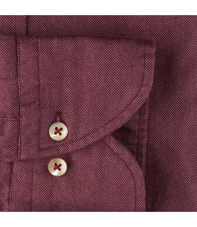 Stenstroms Soft Touch Overhemd, Lange Mouw, Wijnrood, Slimline Fit