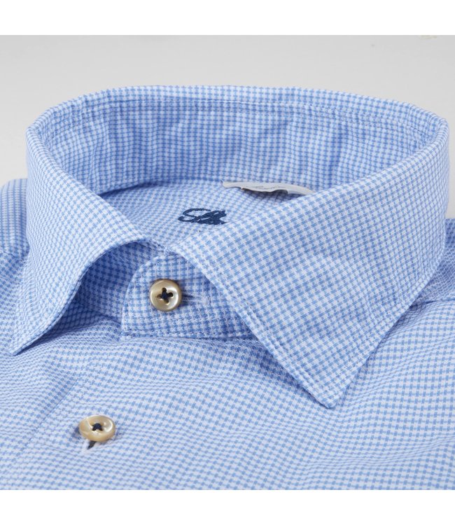Stenstroms Overhemd, Casual, Katoen, Lange Mouw, Lichtblauw Micro Print,  Slimline