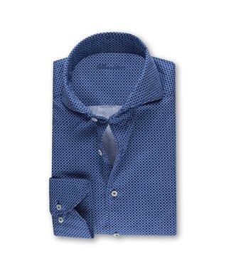 Stenstroms Stenstroms, Overhemd, Lange Mouw, Twofold Katoen, Blauw Structuur Dessin, Slimline