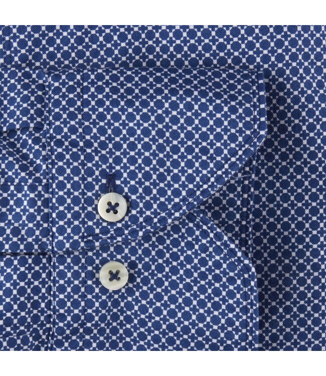 Stenstroms Overhemd, Twofold Katoen, Blauw, Structuur Dessin, Lange Mouw, New Slimline
