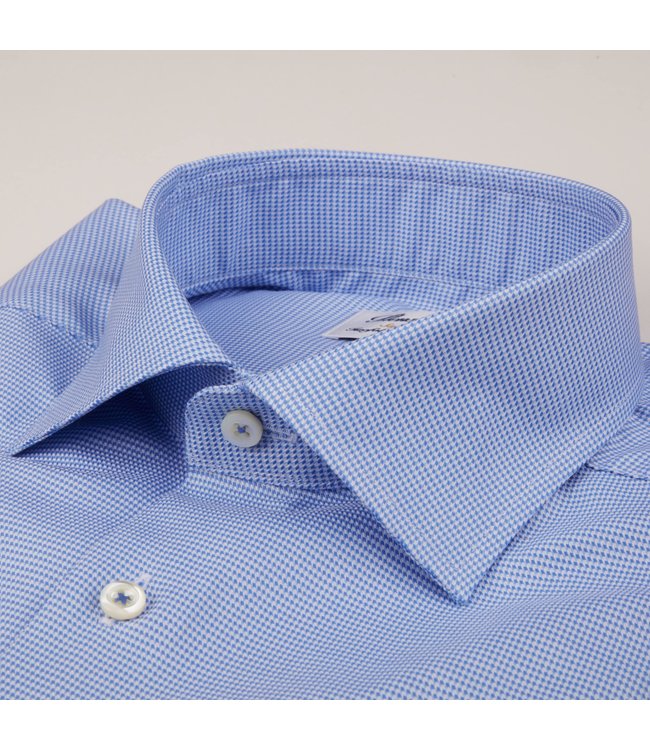 Stenstroms Overhemd, Katoen, Lange Mouw, Lichtblauw Micro Dessin, Slimline