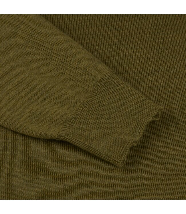 Stenstroms Stenstroms, Trui, Ronde Hals, Merino Wol, Mosgroen, Elleboog Patch