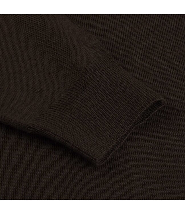 Stenstroms Stenstroms, Trui, Ronde Hals, Merino Wol, Elleboog Patch, Donkerbruin