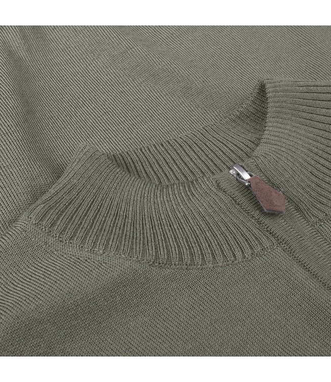 Stenstroms Trui, Half-Zip, Merino Wol, Soft Mosgroen