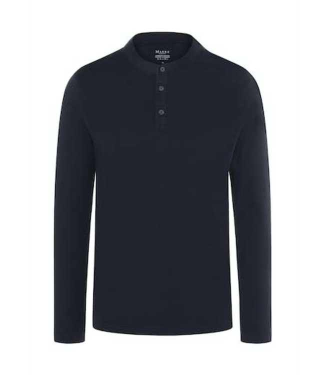 Maerz Munchen Maerz Munchen Henley T-shirt, Lange Mouw, Donkerblauw, Katoen