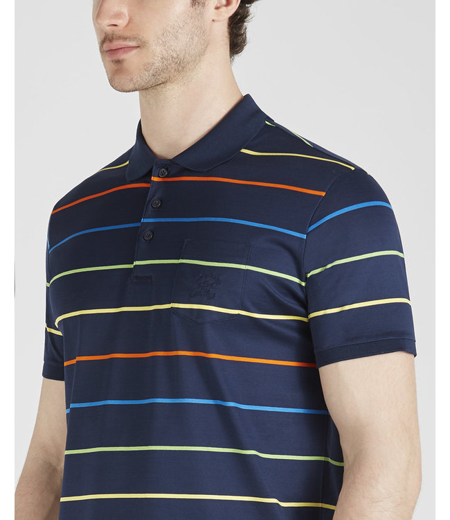 Paul & Shark Polo, Donkerblauw Gestreept, Multi Colour