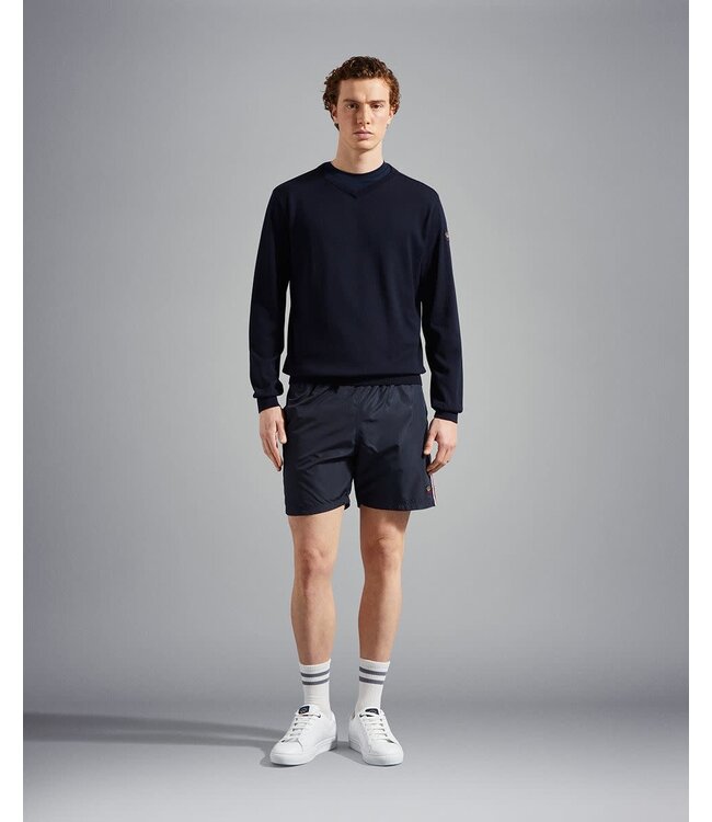 Paul & Shark 4-Seizoenen, Trui, V-Hals, Merino Wol, Donkerblauw