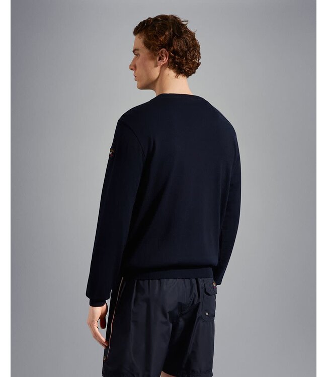 Paul & Shark 4-Seizoenen, Trui, V-Hals, Merino Wol, Donkerblauw