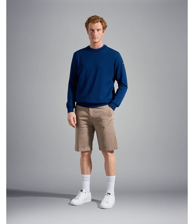 Paul & Shark 4-Seizoenen, Trui, Ronde Hals, Merino Wol, Cobaltblauw