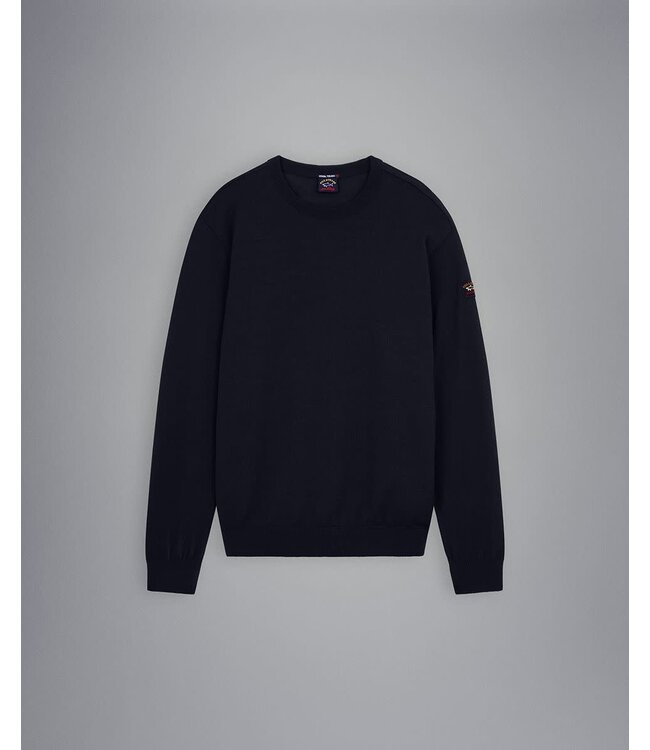 Paul & Shark 4-Seizoenen, Trui, Ronde Hals, Merino Wol, Donkerblauw