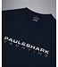 Paul & Shark Stretch T-shirt, Donkerblauw, Zilver Reflective Opschrift