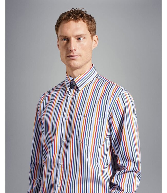 Paul & Shark Overhemd, Katoen, Multicolour Gestreept