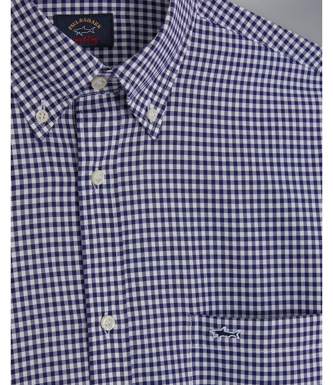 Paul & Shark Overhemd, Lange Mouw,  Blauw Wit Geruit