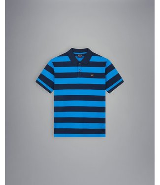 Paul & Shark Paul & Shark, Polo, Korte Mouw, Donkerblauw, Cobaltblauw Gestreept
