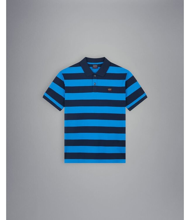 Paul & Shark Polo, Korte Mouw, Donkerblauw Cobaltblauw Gestreept