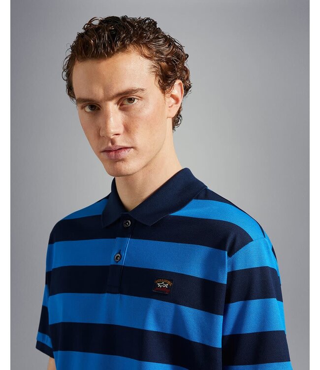 Paul & Shark Polo, Korte Mouw, Donkerblauw Cobaltblauw Gestreept