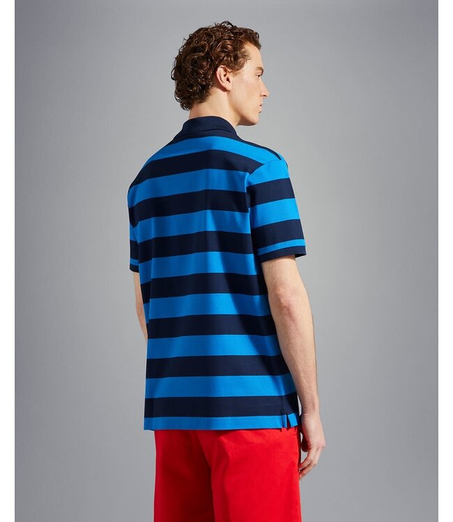 Paul & Shark Polo, Korte Mouw, Donkerblauw Cobaltblauw Gestreept